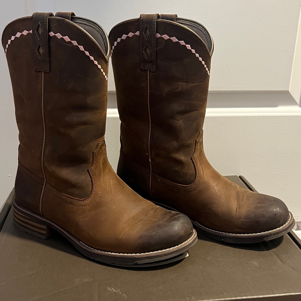 Ariat Brown and Pink Heeled Boots